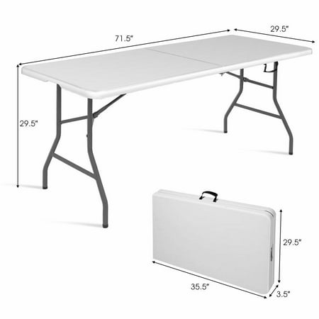 Nishore Folding Portable Garden Table Indoor Outdoor Picnic Party Dining HDPE Black Imitation Rattan 70.9 x 29.5 x 28.3 L x W x H Weather Resistant